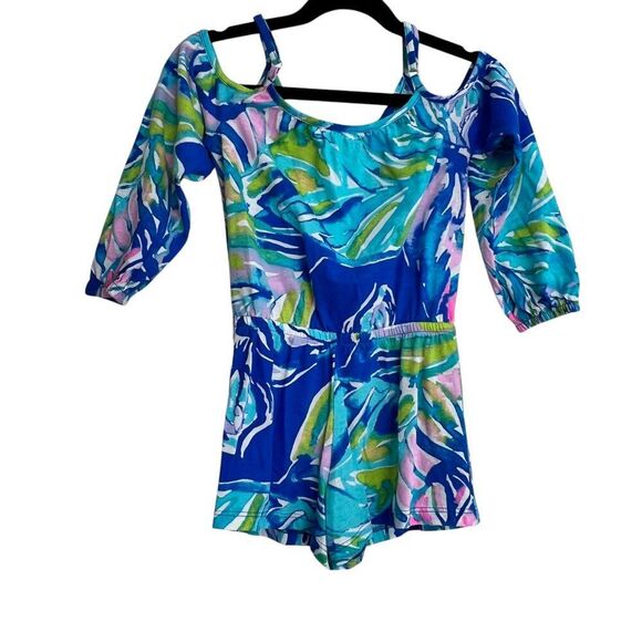 Lilly Pulitzer Girls Cold Shoulder Vibrant Lightweight Candice Romper Size 4-5Y - Picture 3 of 6